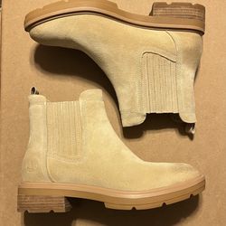 Timberland Brimfield Mid Chelsea Boot Light Beige Suede - Women Size 10 - NEW
