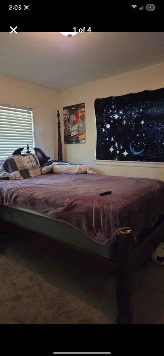 Selling My Bed: Must Sell Today: BED, MATTRESS, BOX SPRING, METAL FRAME, INCLUDED IT