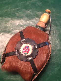 Vintage Horse Hair Covered Canteen With Wooden Stopper 10 “