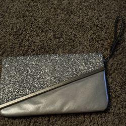silver glittery purse 