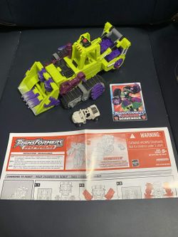 Complete 2002 Transformers Armada Scavenger Bulldozer Rollbar Card Manual