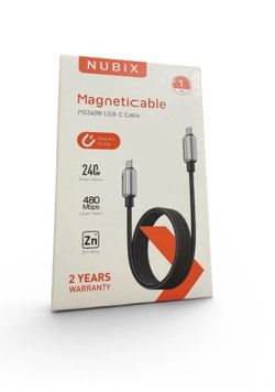 NUBIX Magnetic USB-C Cable 240W Fast Charging – 1M, Magnetic design 480 Mbps