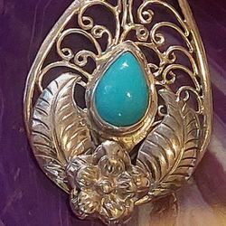 Sterling Silver Sleeping Beauty Turquoise Pendant 