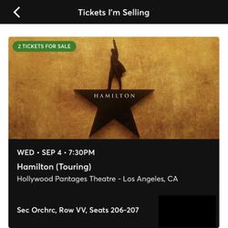 Hamilton at The Pantages Wed. Sept 4