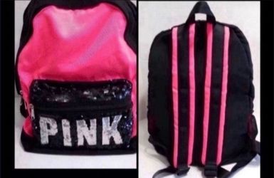 NEW PINK LOGO BLING CAMPUS BACKPACK LIMITED EDITION