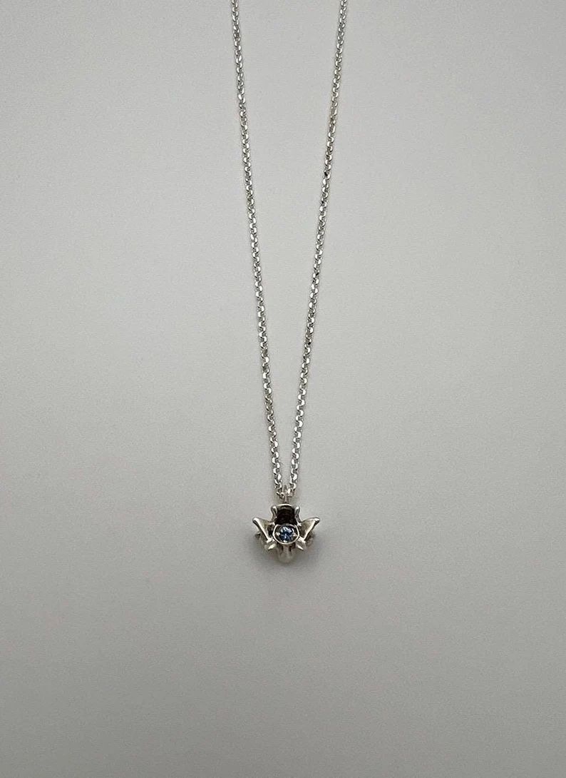 Blue Sapphire & Silver Rattlesnake Vertebrae
