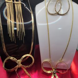 LOT 10K GOLD OVERLAY SET,  CRYSTAL STONES
