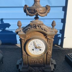 Antique German Brass Mantel Clock