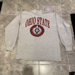 VTG 90s Ohio State Buckeyes Single Stitch LongSleeve Mock Neck T-Shirt SZ L