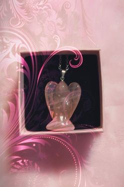 silver guardian angel rose quartz necklace