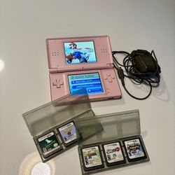 Nintendo DS Lite Pink with 6 Games