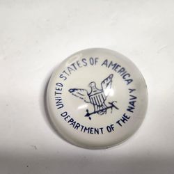 Vintage Department of The Navy United States America Glass Paperweight Military