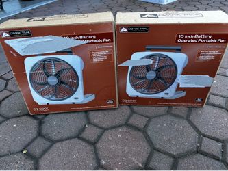Battery operated 10 in fans. Great for camping, outdoor use.