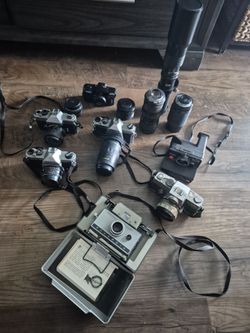 Vintage Film Camera Lot with Lenses and Accessories