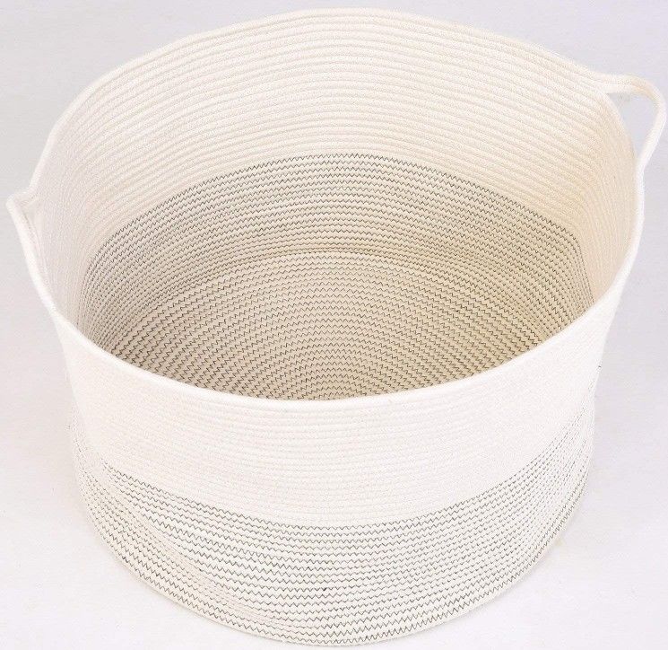 White Laundry Basket Hamper for Blankets Toys Storage with Handle