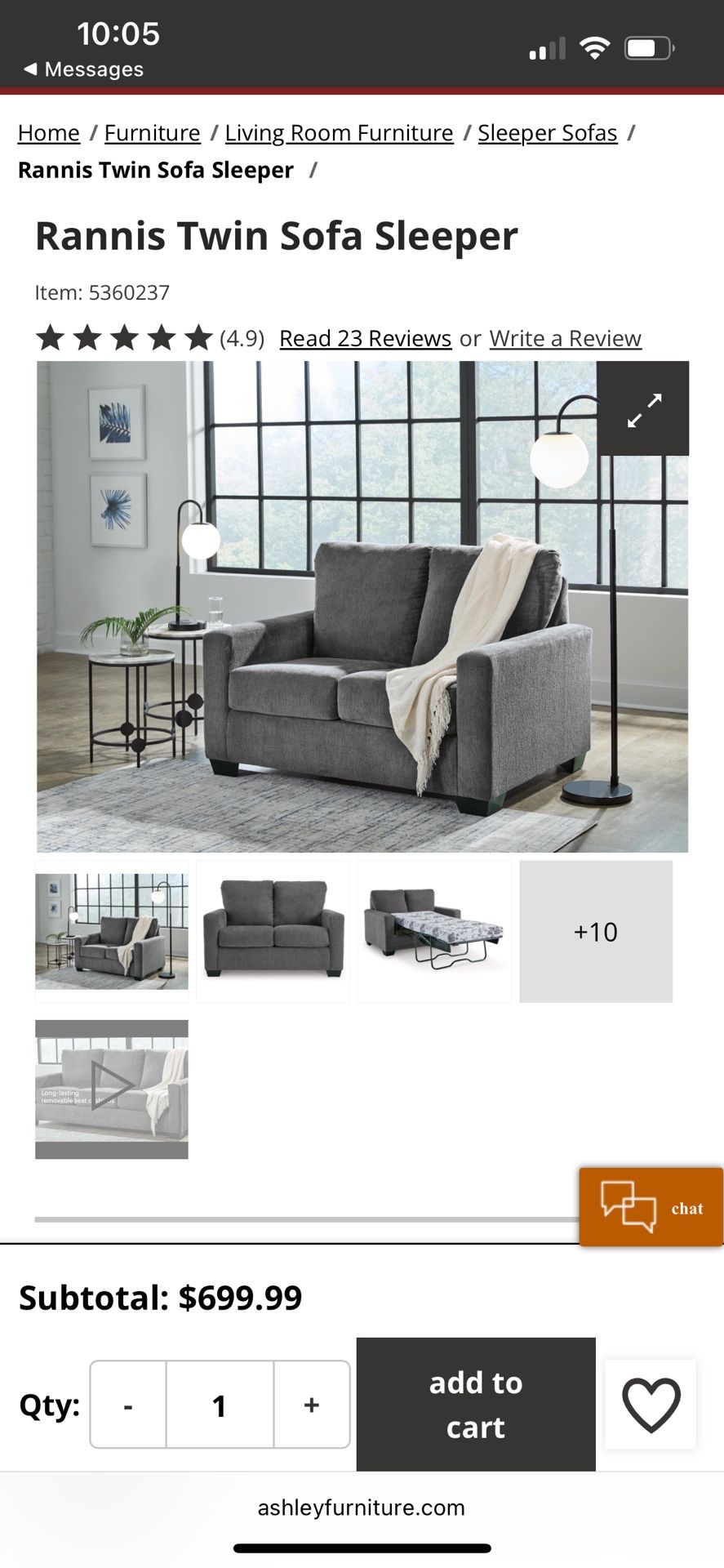 Dark Gray Loveseat Sleeper + Rocking Recliner