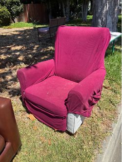 Couch, recliner, and table on curb