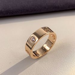 18k Ring  Triple Gold Plated with Simulated Diamonds + Box + Bag + Certificate