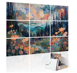 Studio acoustic panel soundproof 9-Panel Floral Mountain Landscape Wall Art Set