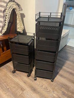 Black metal carts
