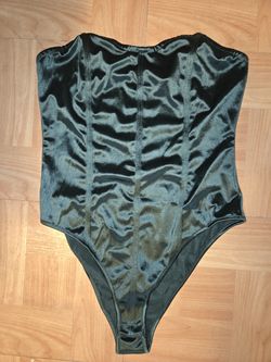 Satin green body suit