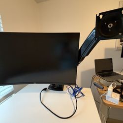 Dell 32 Curved 4K UHD Monitor - S3221QS with HUANUO - Black Monitor Desk Mount