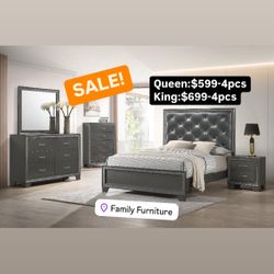 Beautiful 4 Pcs Queen Bedroom Set New