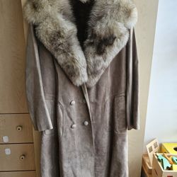 Real Fox Fur Suede Long Coat
