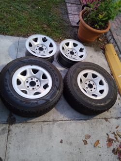 LT265/70R17- Goodyear Wrangler, 2 tires and 4 wheels