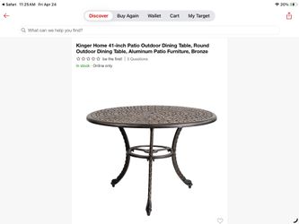 Kinger Home 41-Inch Outdoor Patio Dining Table