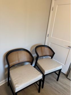 Modern Cane Dining Chairs Set of 2 – Good Condition
