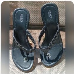 Chaps Women's Black Braided Sandals Size 7