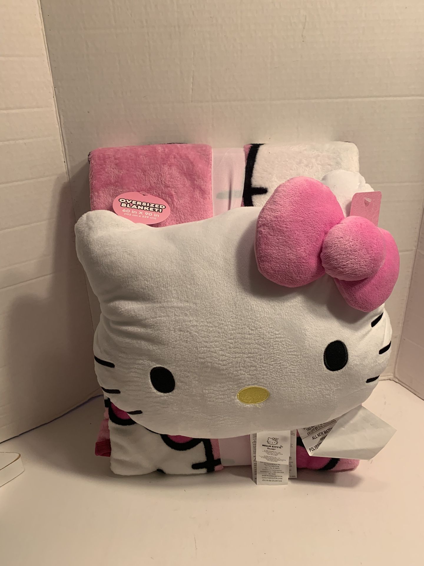 SANRIO HELLO KITTY PINK NOGGINZ PILLOW & PLUSH SOFT BLANKET 60” x 90” NEW 3+
