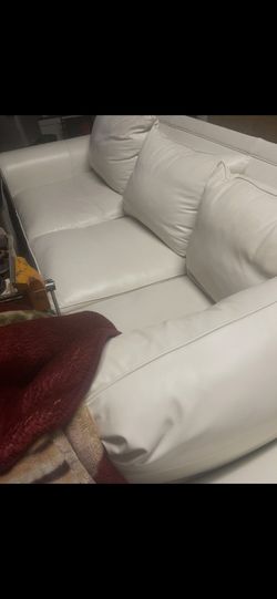 White Faux Leather Couch