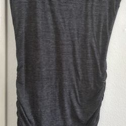 Rip Curl Bodycon Dress Women's Sz S Black White Striped Cotton Ruched 16" x 42"
