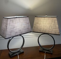 Gray Table Lamp Set