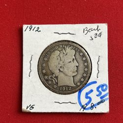 1912 Barber Half Dollar Silver 