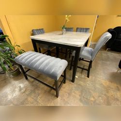 6PC marble top Counter height dining table set
