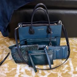 Michael Kors Mercer Large Pebbled Leather Accordion Tote Bag 5 PIECE SET!