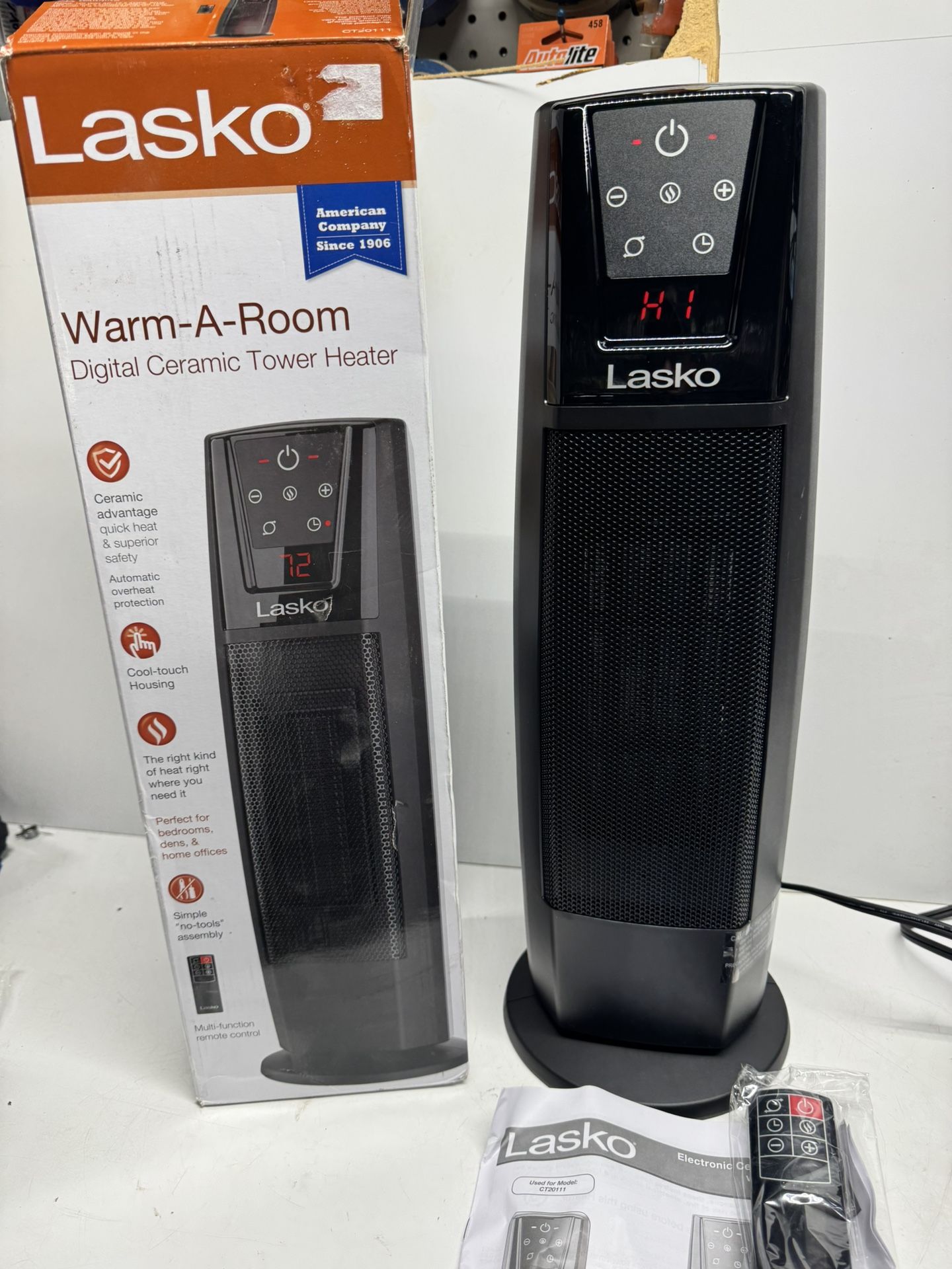 New Lasko Digital Oscillating Ceramic Tower Heater 1500 Watt With Remote. Must Pickup