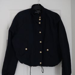 J Crew Navy Blue Jacket • Gold Zipper & Snaps • Size S Small