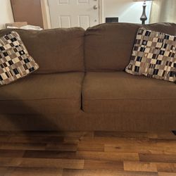 3 PC Brown Couch & Loveseat Set w/ Ottoman