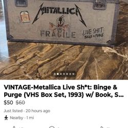 VINTAGE-Metallica Live Sh*t: Binge & Purge (VHS Box Set, 1993) w/ Book, Sticker