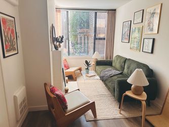 Mid Century Modern Green Corduroy Sofa