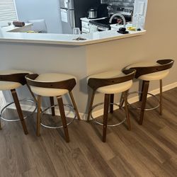 Modern Bar Stools Set Of 4, PU Leather / Banquetas De Bar NUEVAS