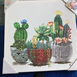Triple Cacti Canvas