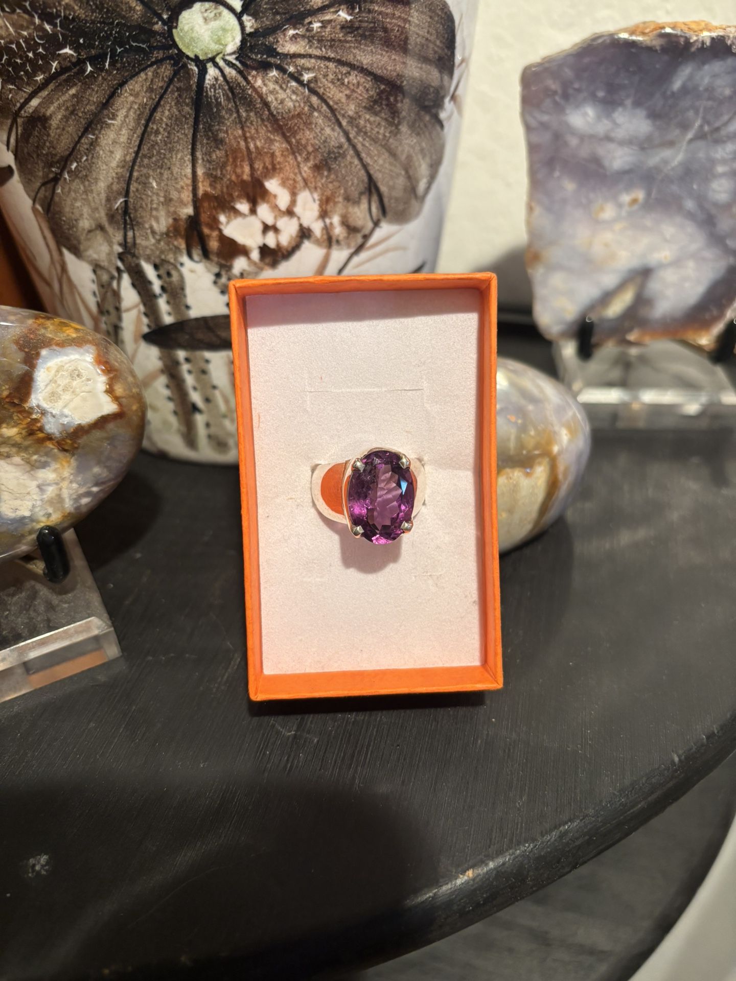 Large Amethyst And Sterling Silver Ring