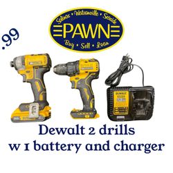 Dewalt 2 Drills W Charger And Battery