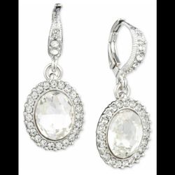Givenchy Pavé & Stone Drop Silver Tone Earrings