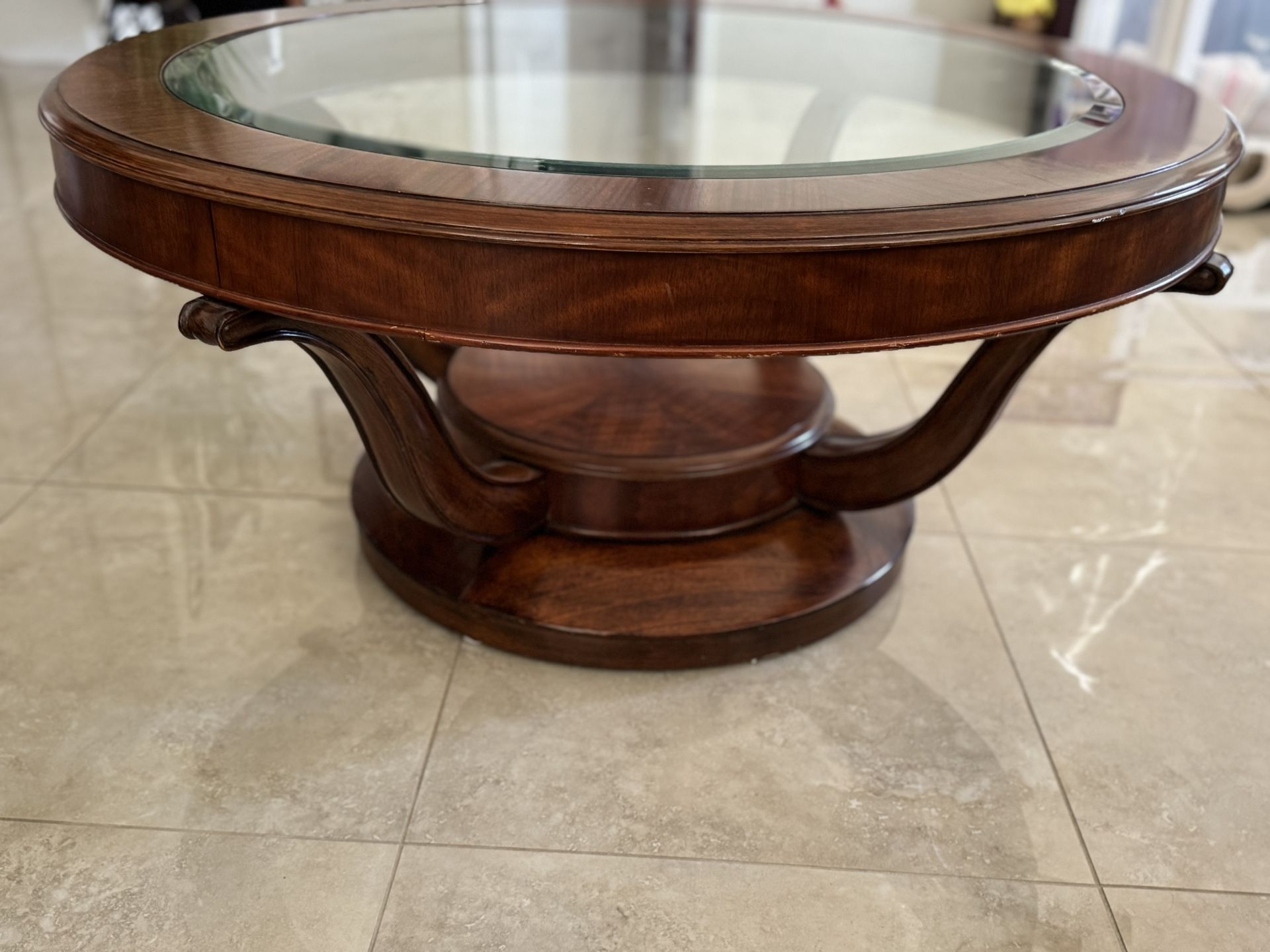 Brown Round Coffee Table- $25